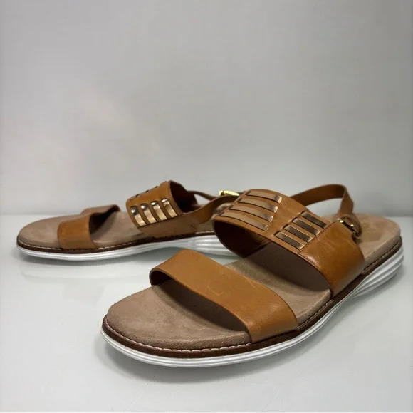 Cole Haan OriginalGrand Brown Gold Leather Slingback Sandals Size 8.5 - Picture 7 of 12